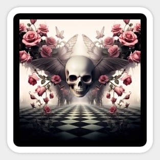 I See You Skull & Pink Roses Sticker